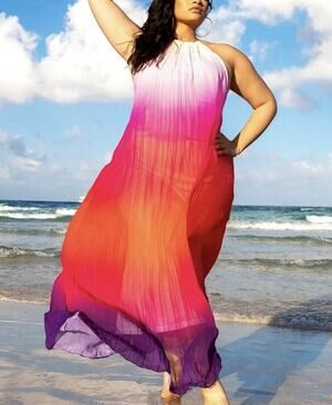 Sunset Ombre Halter Maxi Dress by Rebdolls 1X